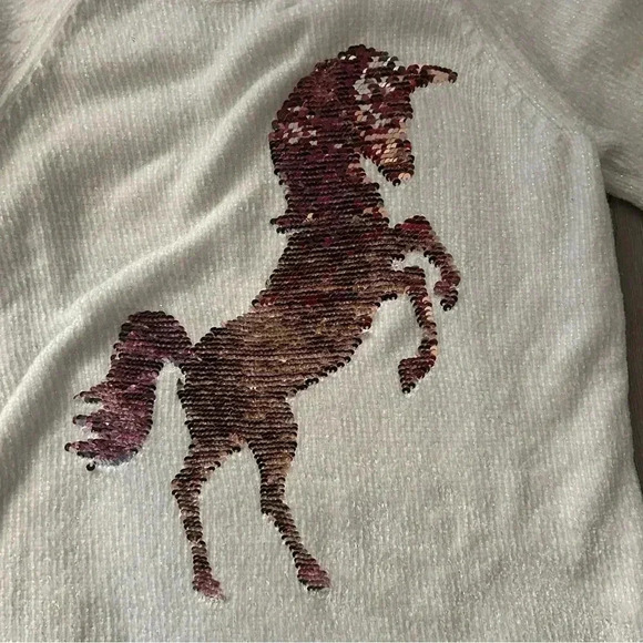 Justice Unicorn Sequin Sweater Size 10 - Picture 2 of 4